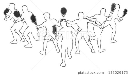 Silhouette Tennis Players Silhouettes Concept Silhouette Tennis Players Silhouettes Concept 132029173