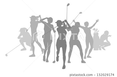 Golfers Golfing Silhouette Golf People Silhouettes 132029174