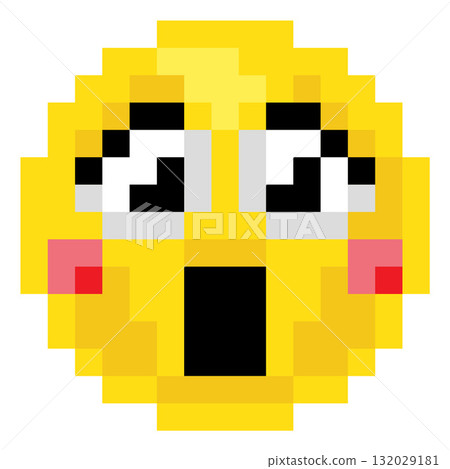 Pixel Art Emoji Emoticon Surprised Face 132029181