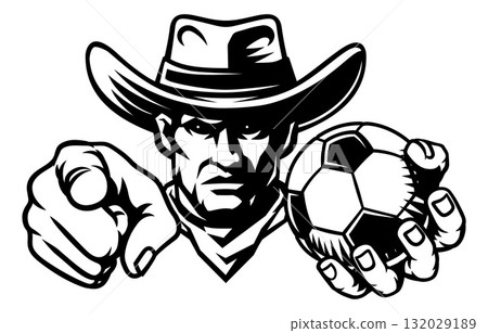 Cowboy Man Soccer Football Cowboys Team Mascot 132029189