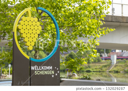 WELLKOMM SCHENGEN sign representing European unity 132029287