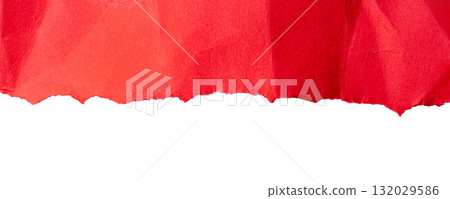 Red torn cardboard isolated on a white background Red torn cardboard isolated on a white background 132029586