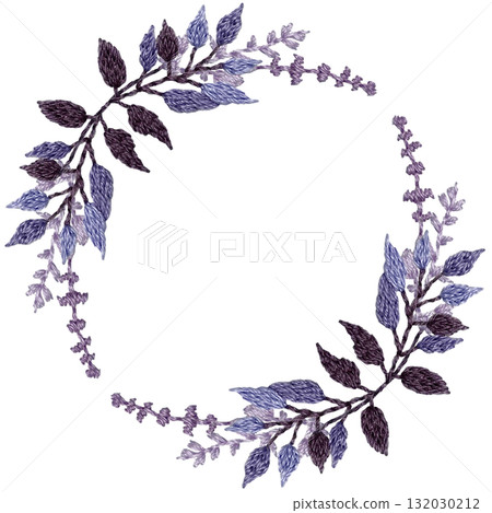 [Winter plant decorative frame] Hand-embroidered illustration material 132030212