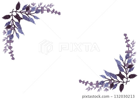 [Winter plant decorative frame] Hand-embroidered illustration material 132030213