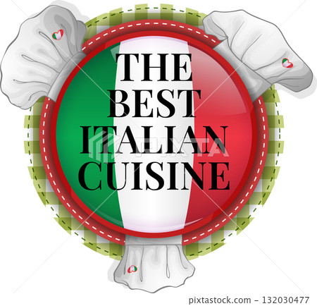 Italian cuisine logo with chef hats Italian cuisine logo with chef hats 132030477