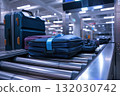 There are suitcases moving on an automated conveyor belt that are being inspected at airport AI Generation 132030742