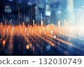 An abstract futuristic hologram view of digital technological economic trends with financial investment trading AI Generation 132030749
