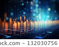Digital technological economic trends with financial investment trading are viewed through abstract modern technology theme of futuristic hologram AI Generation 132030756