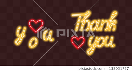 Love you Thank you Text and Hearts Neon Glowing Effect Thanksgiving Greetings Themed Elements Design Love you Thank you Text and Hearts Neon Glowing Effect Thanksgiving Greetings Themed Elements Design 132031757