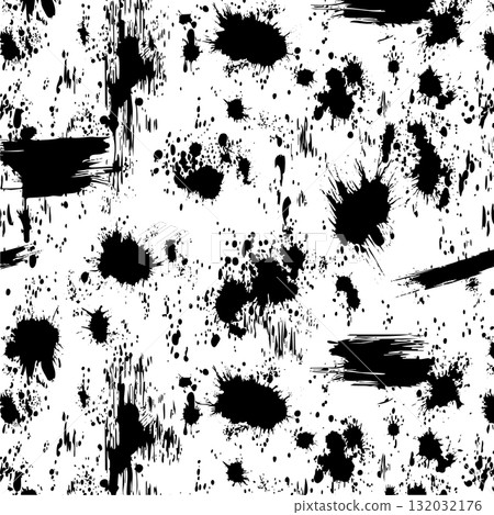 brushstrokes and ink splashes background isolated. Vector illustration 132032176