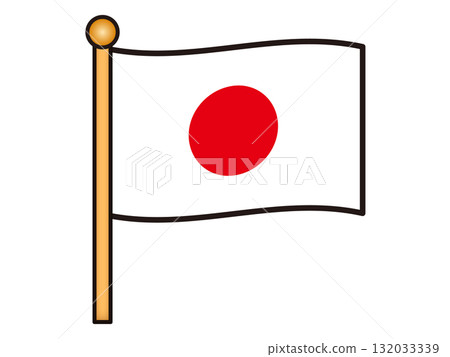 Simple Japanese flag icon illustration material Simple Japanese flag icon illustration material 132033339