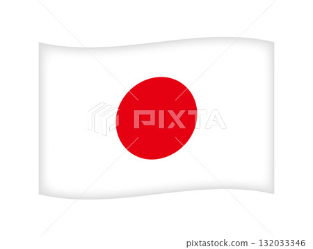 Simple Japanese flag icon illustration material 3 132033346