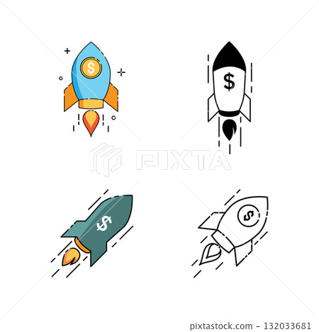 Rocket with a dollar coin 132033681