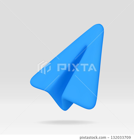 Blue paper plane icon on light gray background Blue paper plane icon on light gray background 132033709