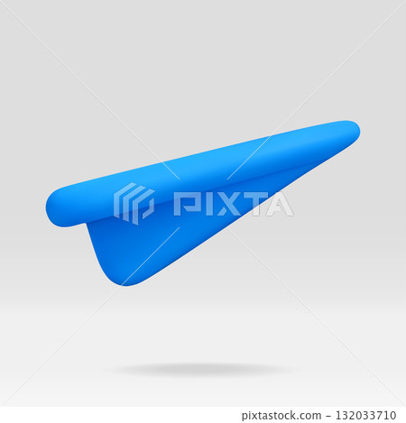 Blue paper airplane in flight Blue paper airplane in flight 132033710