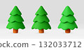 Set of three green 3d stylized fir tree 132033712
