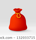Red sack with yellow rope tie. 132033715