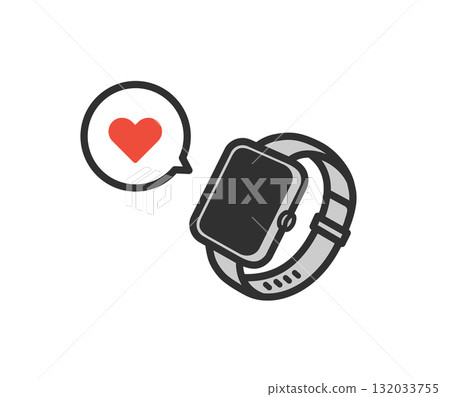 Smartwatch Healthcare Heart Mark Icon Illustration 132033755