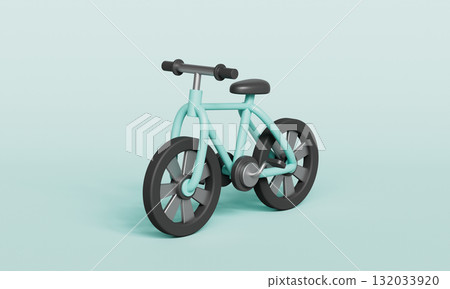 Cartoon Style Simple Mint Bicycle. 3D Rendering. 132033920