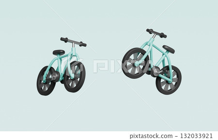 Cartoon Style Simple Mint Bicycle. 3D Rendering. 132033921