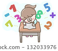 Illustration of a girl studying math 132033976
