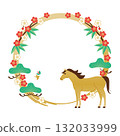 馬年 - 新年賀卡材料框架1向量 132033999