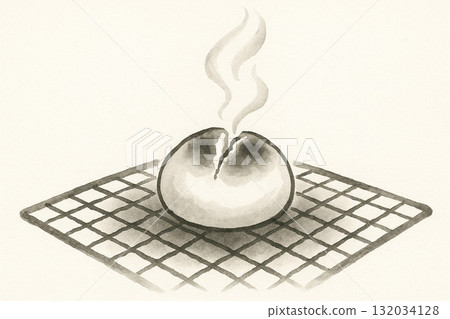 麻糬系列：水墨畫風格的麻糬上升插畫 132034128