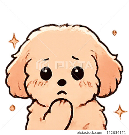 Fluffy dog's sad pose 132034151