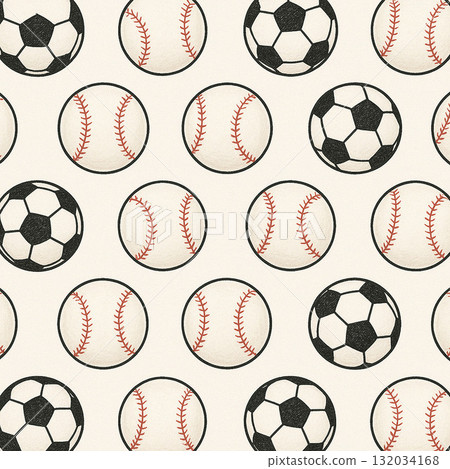 Ball series: soccer ball and baseball ball alternating pattern background 132034168