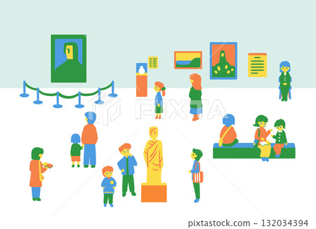 People viewing artworks at the museum 132034394