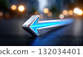 Dynamic metallic arrow with glowing blue light symbolizing future direction and technological progress 132034401