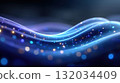 Abstract Blue and Purple Wavy Light Trails with Glowing Particles 132034409