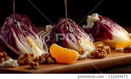 Radicchio Salad Board with Balsamic Drizzle 132034473