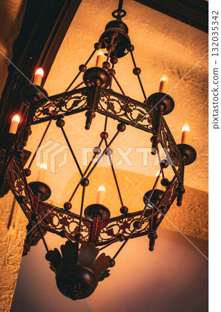 Image of an antique chandelier Image of an antique chandelier 132035342