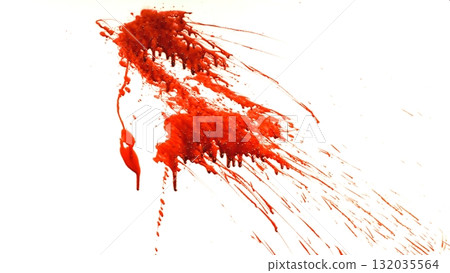 Blood Splash in Freeze Motion . Isolated on White Background Blood Splash in Freeze Motion . Isolated on White Background 132035564