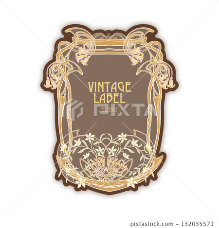 Decorative flowers and leaves in art nouveau style 132035571