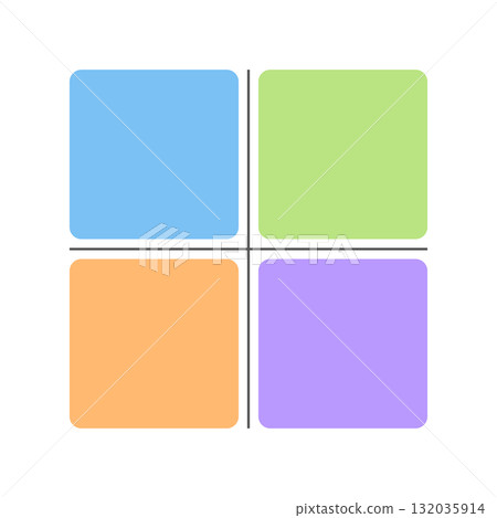 彩色方形定位圖（四象限圖模板）向量圖 132035914