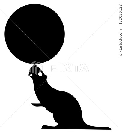 Beaver or otter plays a ball. Circus. Beaver or otter plays a ball. Art silhouette. Black on white illustration Beaver or otter plays a ball. Circus. Beaver or otter plays a ball. Art silhouette. Black on white illustration 132036128