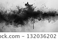 Blurred Ink Texture. Splashes of black Ink on White. Gray and black background. 132036202