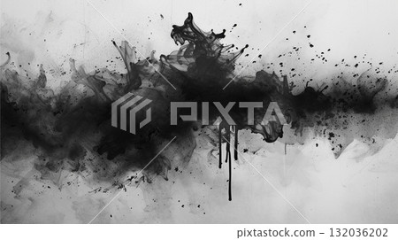 Blurred Ink Texture. Splashes of black Ink on White. Gray and black background. Blurred Ink Texture. Splashes of black Ink on White. Gray and black background. 132036202