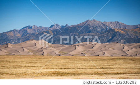 Panoramic view of Great Sand Dunes National Park in Colorado, USA. 132036292