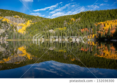 Bear Lake, a scenic trailhead and destination in Rocky Mountain National Park, Colorado, USA. 132036300