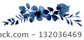 Watercolor composition with blue abstract flowers and floral frame 132036469