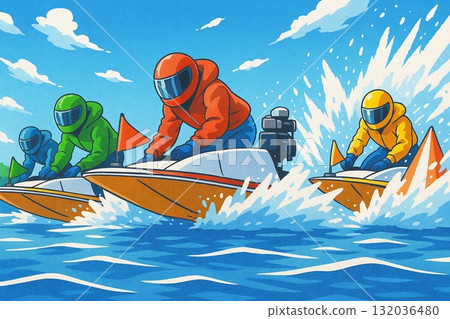 動漫風格的賽艇比賽 動漫風格的賽艇比賽 132036480