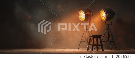 Vintage lamps lighting retro scene 132036535