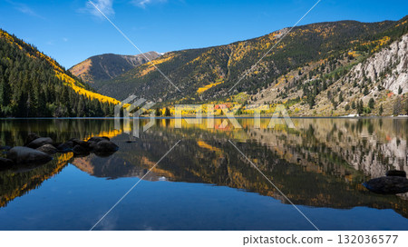 Cottonwood Lake with fall foliage scenery in Colorado, United States 132036577
