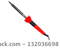 Top view of a new red handle soldering iron isolated on white background. 132036698