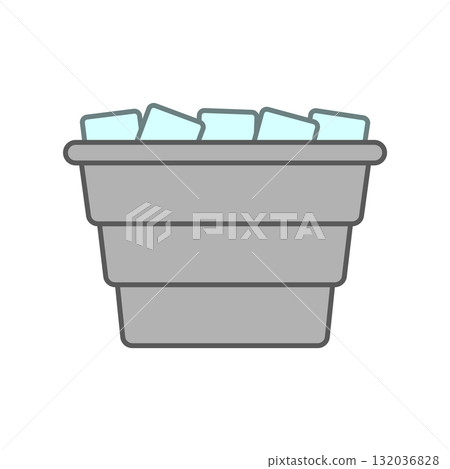 Metal bucket with ice cubes. Colored vector icon. Isolated on white background. Metal bucket with ice cubes. Colored vector icon. Isolated on white background. 132036828
