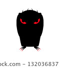 Monster vampire with scary bloody eyes and sharp claws. Dark black silhouette. Vector illustration. Isolated on white background. 132036837