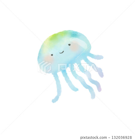 可愛的水彩水母插圖 可愛的水彩水母插圖 132036928